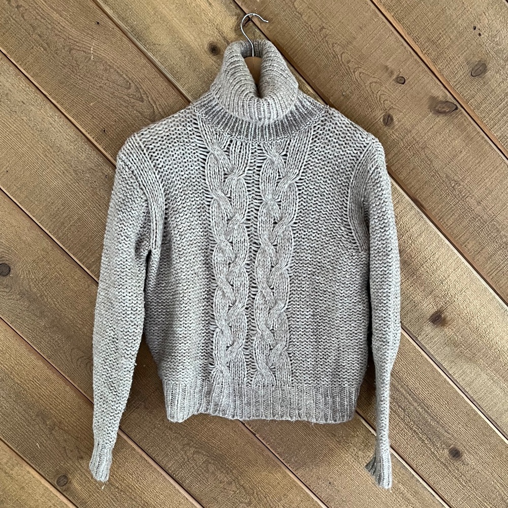 Rachel Zoe Cable Knit Turtleneck Sweater, Size XS